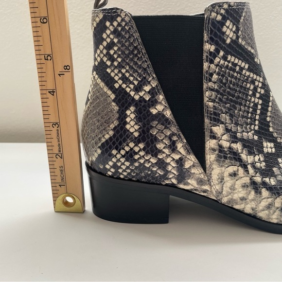 Marc Fisher Yale Pointed Chelsea Bootie reptile snake leather boot black white 9 - Picture 15 of 16